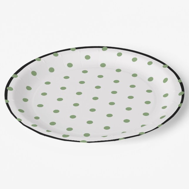 Prato De Papel Bolinhas verdes pretas (Inclinado)