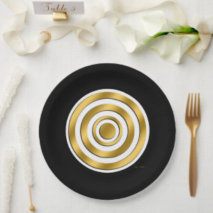 Prato De Papel Bolinhos de Papel Preto Dourado do Partido
