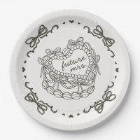 Bolo Coquette Coração Retro com Laço Bege Chá de N