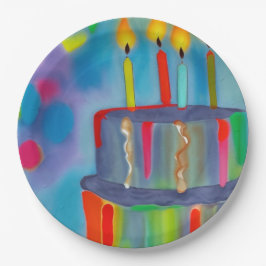 Prato De Papel Bolo de aniversário