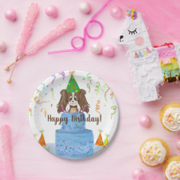 Prato De Papel Bolo de Aniversário Cavalier King Charles Spaniel