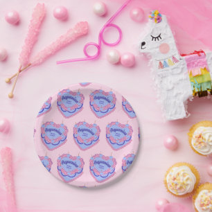 Prato De Papel Bolo de Aniversário Coração Coquette Aquário