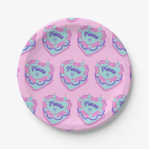 Prato De Papel Bolo de Aniversário Coração Coquette de Peixes