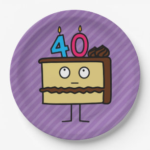 Prato De Papel Bolo de aniversário de 40 anos com Velas Chocolate
