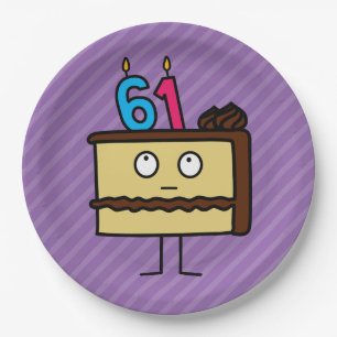 Prato De Papel Bolo de Aniversário de 61ruas com Velas