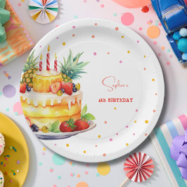 Prato De Papel Bolo de aniversário de frutas