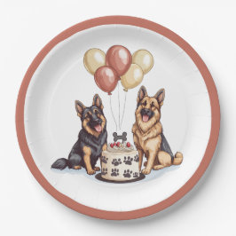 Prato De Papel Bolo de Aniversário do German shepherd