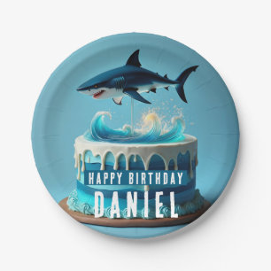 Prato De Papel Bolo de Aniversário do Tubarão