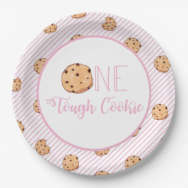 Prato De Papel Bolo de aniversário One Tough Cookie com listras r