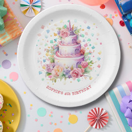 Prato De Papel Bolo de aniversário Pastel aniversário