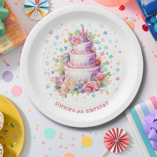 Prato De Papel Bolo de aniversário Pastel aniversário