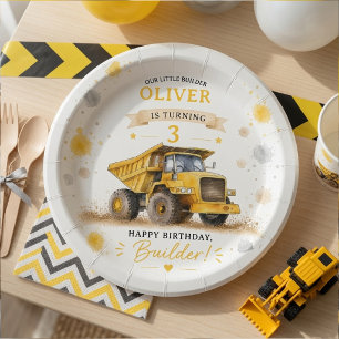Prato De Papel Bolo de Aniversário Personalizado com Caminhão de 