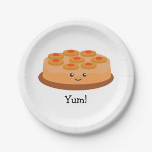 Prato De Papel Bolo de cabeça para baixo do abacaxi