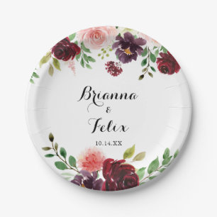 Prato De Papel Bolo De Casamento Da Caligrafia Floral Primavera B