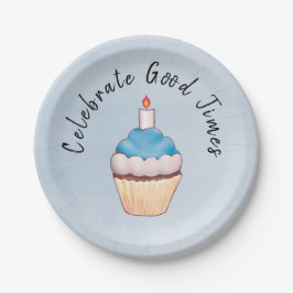 Prato De Papel Bolo de Celebrar Boas Momentos Azul