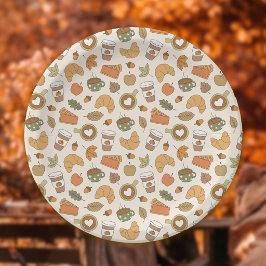 Prato De Papel Bolo de Festa de Outono com Temática de Abóbora e 