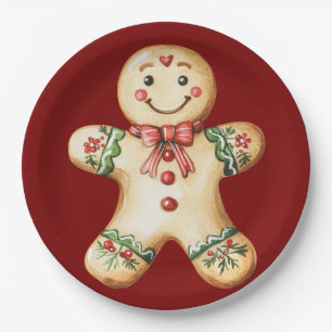 Prato De Papel Bolo de gengibre vermelho de Natal fofo