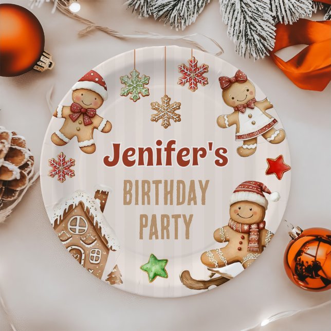 Prato De Papel Bolo de Natal Gingerbread Aniversário (Criador carregado)