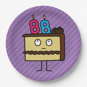 Prato De Papel Bolo de Velas de 88 Anos