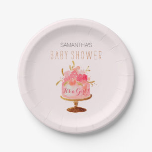 Prato De Papel Bolo Floral É uma Placa de Papel Chá de fraldas pa