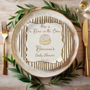 Prato De Papel Bolo no forno baby shower monogramado