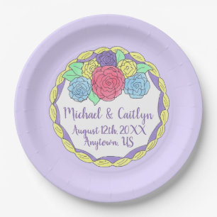 Prato De Papel Bolo-redondo Floral de Chá de panela de Aniversári