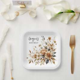 Prato De Papel Bolsa mensageifesta de aniversario elegante Floral