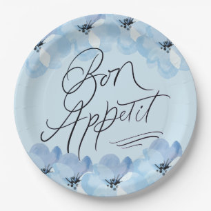 Prato De Papel Bom Apetite Floral Azul