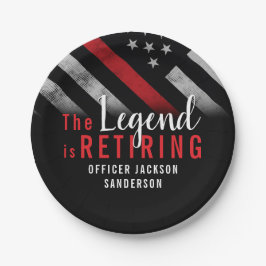 Prato De Papel Bombeiro Aposentado Sinalizador da Linha Vermelha