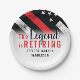 Prato De Papel Bombeiro Aposentado Sinalizador da Linha Vermelha