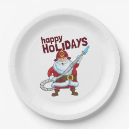 Prato De Papel Bombeiro do Natal Santa Claus