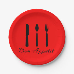 Prato De Papel Bon Appetit Red and Black Paper Plates