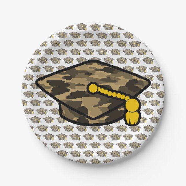 Prato De Papel Boné de formatura Khaki Camo (Frente)