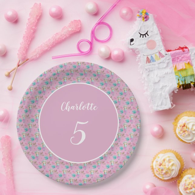 Prato De Papel Boneca Flor Cólvora Aquarela (Festa)