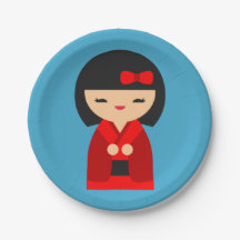 Bonecas japonesas de laranja-branca Kokeshi