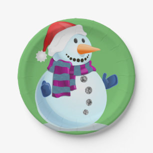 Prato De Papel Boneco de neve alegre