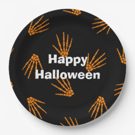 Prato De Papel Bones Laranja do Partido Feliz das Halloween