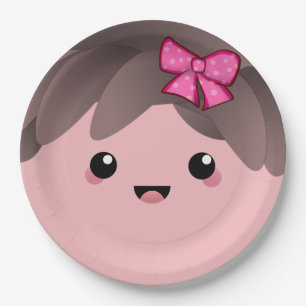 Prato De Papel Bonita cara feliz kawaii boneco de desenho japonês