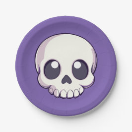 Prato De Papel Bonita Cartoon Skull Halloween