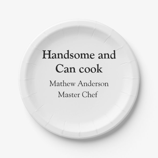 Prato De Papel Bonita e pode cozinhar a data de chef mestre de ad (Frente)