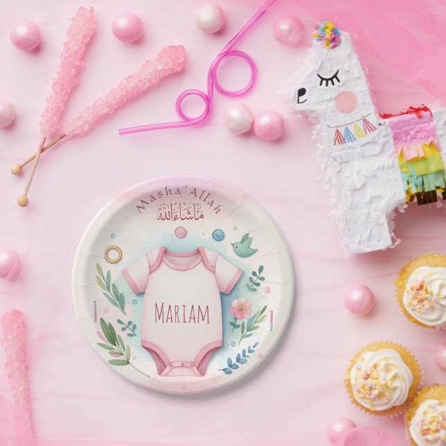 Prato De Papel Bonita Watercolor Floral Mashallah (Festa)