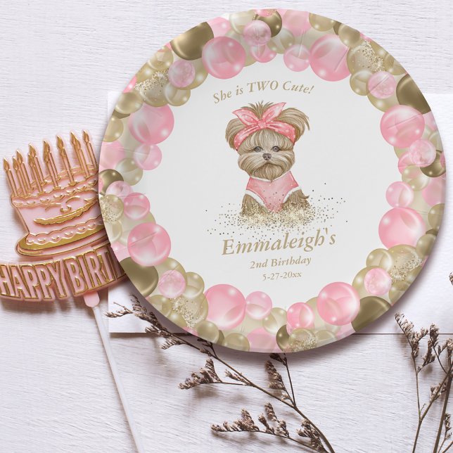 Prato De Papel Bonita Yorkie - Festa de aniversário de Balões de  (Criador carregado)