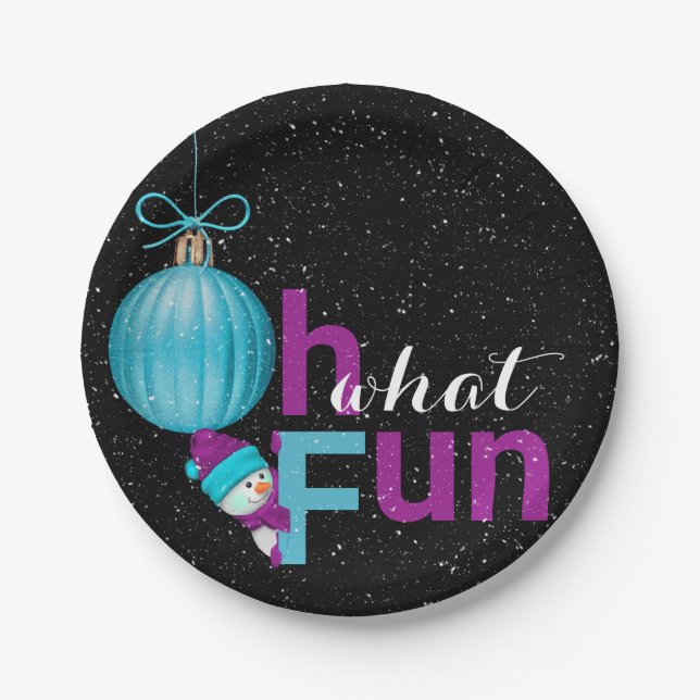 Prato De Papel bonitão com ornamento de férias (Frente)