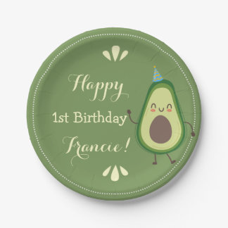 Prato De Papel Bonito Avocado Personalize o primeiro aniversario 