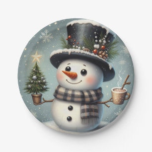 Prato De Papel Bonito boneco de Natal/Neve de inverno