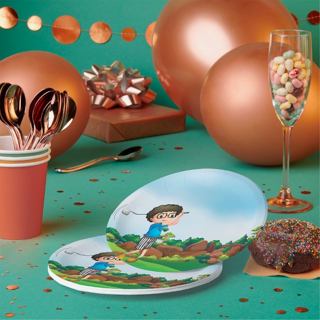 Prato De Papel Bonito desenho animado Diversão de Golfe Design (Criador carregado)