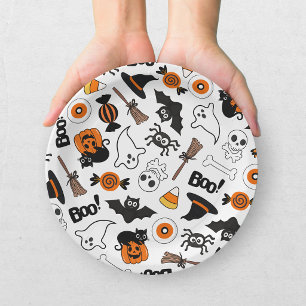 Prato De Papel Bonito Dia das Bruxas Assustador Preto e Laranja