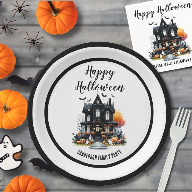 Prato De Papel Bonito Feliz Dia das Bruxas (Cute Happy Halloween Paper Plates)
