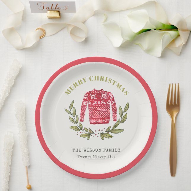 Prato De Papel Bonito Folheto Vermelho Verde Suave Natal Inverno (Casamento)