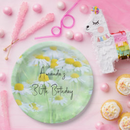 Prato De Papel Bonito margaridas em um aniversário de fotografia